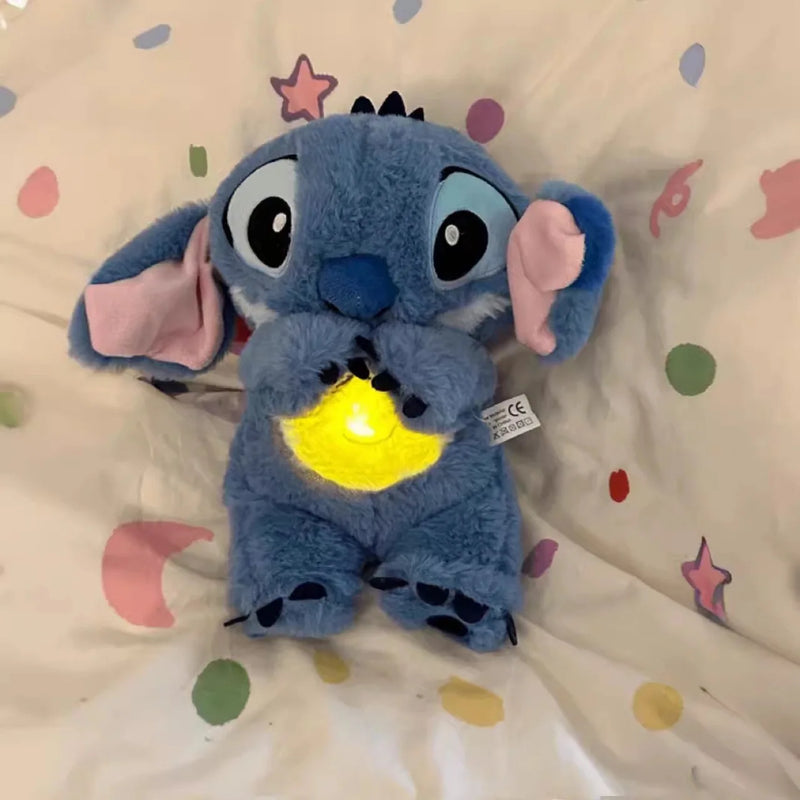 Urso Stitch, Companheiro de Sono Mágico: Stitch Kawaii com Som, Luz e Efeito de Respiração.