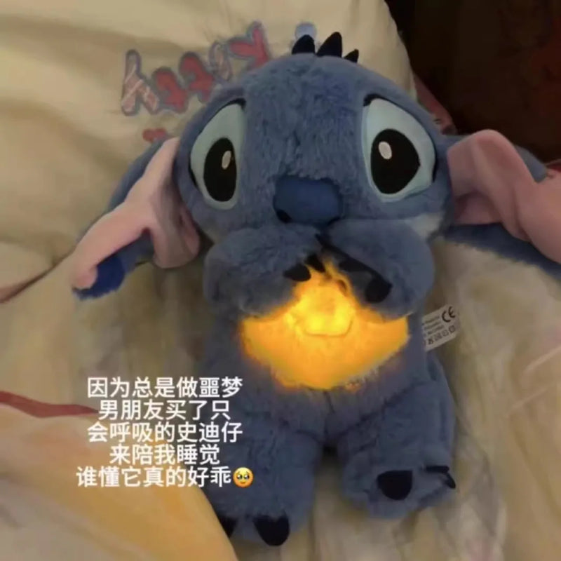 Urso Stitch, Companheiro de Sono Mágico: Stitch Kawaii com Som, Luz e Efeito de Respiração.